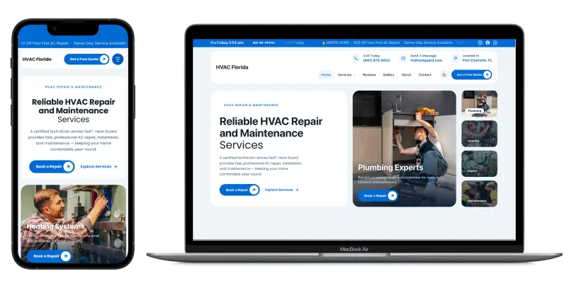 Local business website screenshot