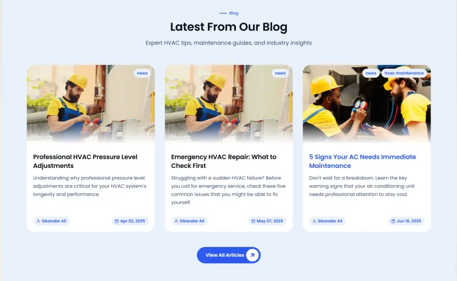 Blog section screenshot