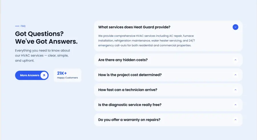 FAQ section screenshot