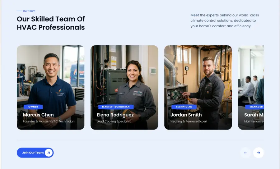 Team section screenshot